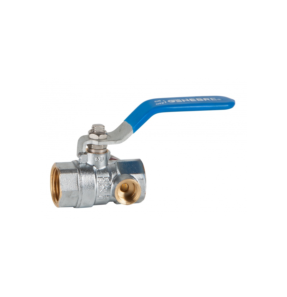 VALVULA ESFERA ROSCAR H-H 1-2-- CON TOMAS LATERALES -PALANCA AZUL-