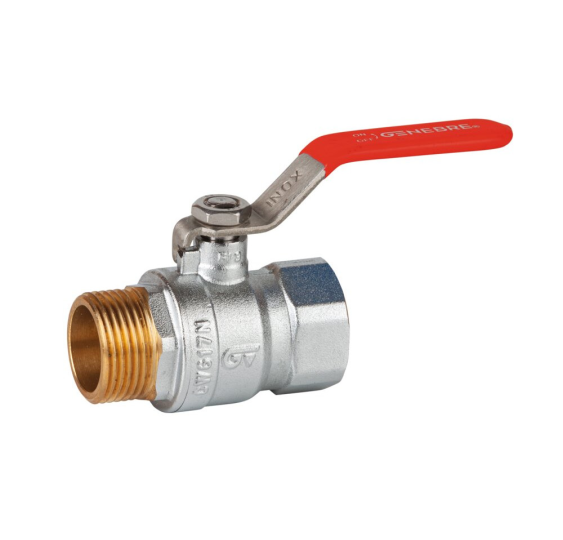 GENEBRE VALVULA ESFERA M-H 1-- PALANCA INOX ROJA PN25 PASO TOTAL