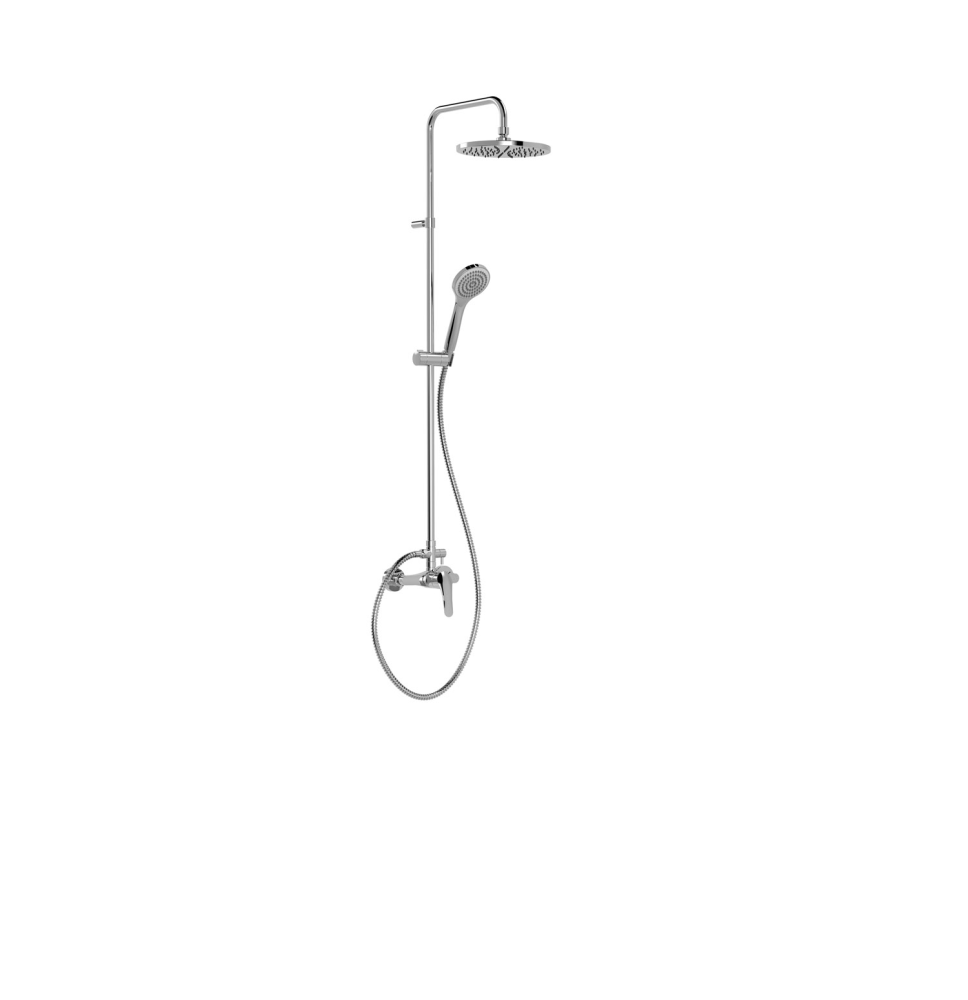 TRES BASE PLUS CONJUNTO MONOMANDO MURAL DE 2 VIAS PARA DUCHA- ROCIADOR DE DUCHA ORIENTABLE- Ø 250 MM CROMO