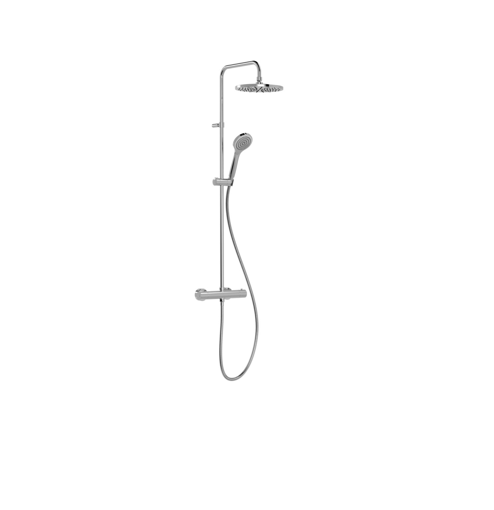 TRES BASE PLUS CONJUNTO TERMOSTATICO MURAL DE 2 VIAS PARA DUCHA- ROCIADOR DE DUCHA ORIENTABLE- Ø 250 MM CROMO