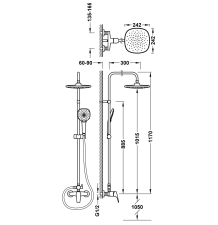 TRES CANIGO-TRESCONJUNTO DE GRIFO MONOMANDO MURAL DE 2 VIAS PARA DUCHA CON ROCIADOR DE DUCHA ORIENTABLE- 242X242 MM CROMO