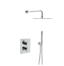 RAMON SOLER ALEXIA CONJUNTO TERMOSTATICO EMPOTRADO 2 VIAS CON ROCIADOR METALICO 250CM CROMO