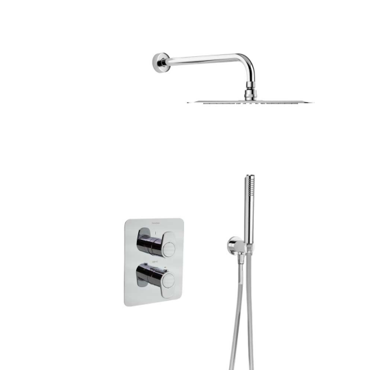 RAMON SOLER ALEXIA CONJUNTO TERMOSTATICO EMPOTRADO 2 VIAS CON ROCIADOR METALICO 250CM CROMO