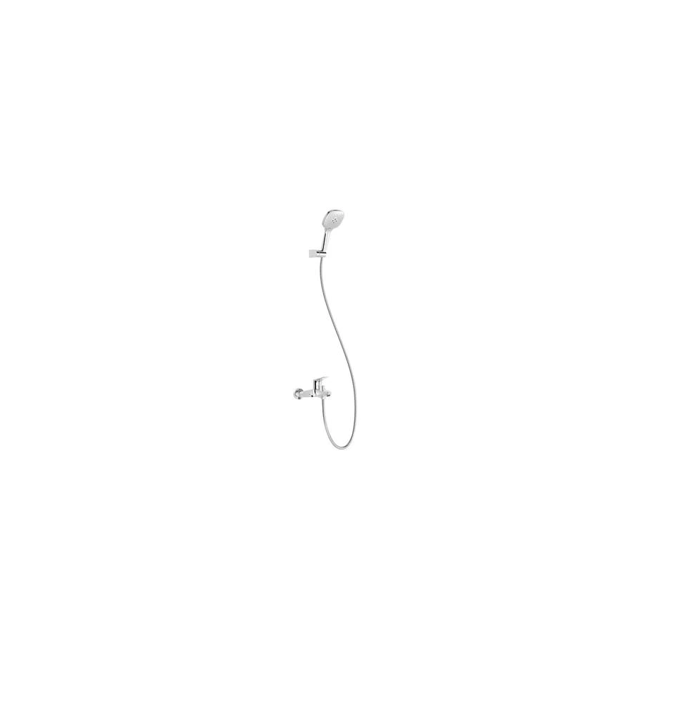 TRES ESSENTIAL CANIGO-TRES MONOMANDO MURAL PARA BAÑERA Y DUCHA DUCHA DE MANO ANTICALCAREA 120X120 MM -3 TIPOS DE CHORRO- SOPORTE