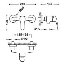 TRES ESSENTIAL BASE PLUS MONOMANDO MURAL PARA DUCHA- DUCHA DE MANO ANTICALCAREA SOPORTE ORIENTABLE PARA DUCHA DE MANO FLEXO SATI