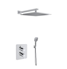 RAMON SOLER KIT BLAUTHERM TERMOST EMPOT. 2 V. +SOPORTE +TOMA AGUA, TELEDUCHA+ ROCIADOR 300X300MM CROMO