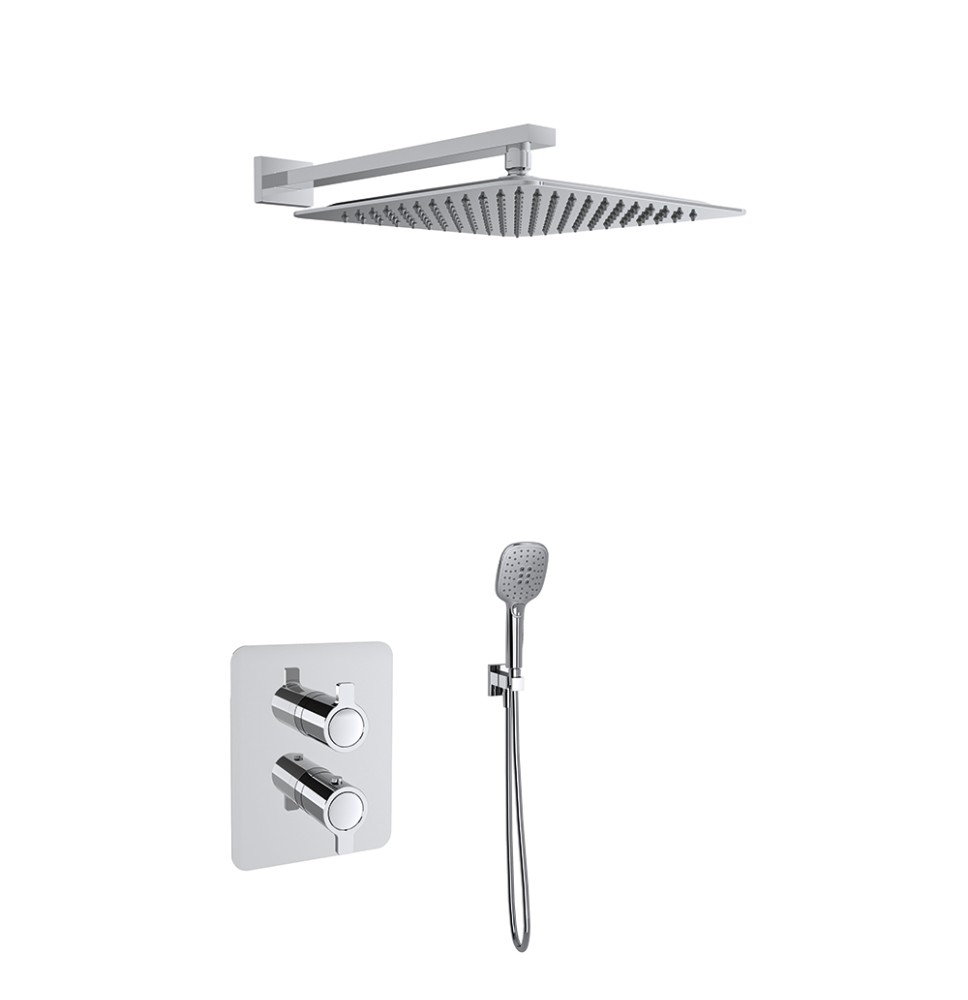 RAMON SOLER KIT BLAUTHERM TERMOST EMPOT. 2 V. +SOPORTE +TOMA AGUA, TELEDUCHA+ ROCIADOR 300X300MM CROMO