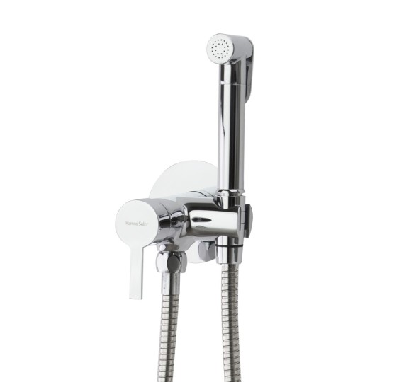 RAMON SOLER KUATRO MONOMANDO EMPOTRADO MEZCLADOR 2 AGUAS PARA WC 110MM ORO CEPILLADO