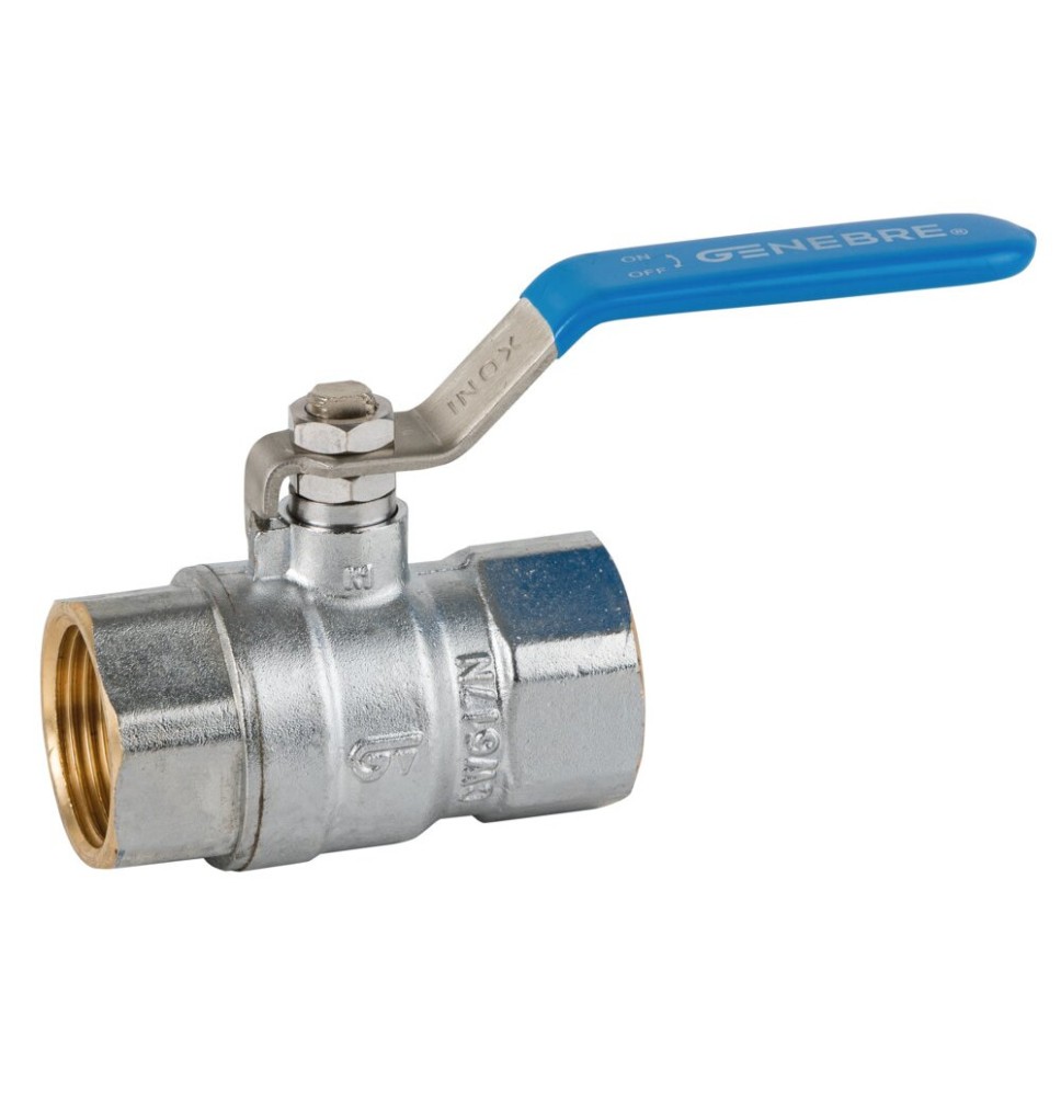 GENEBRE VALVULA ESFERA H-H 3-- PALANCA INOX AZUL PN25 PASO TOTAL