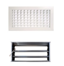 AIRZONE REJILLA DOBLE DEFLEXION HORIZONTAL - VERTICAL DE IMPULSION RDHV+RT 250 X150 PESTILLO BLANCA CON REGULACION